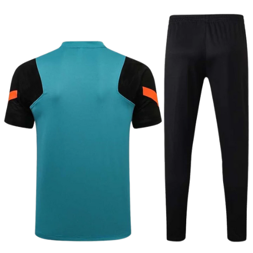 KIT MAILLOT D'ENTRAÎNEMENT + SURVÊTEMENT NOIR-ORANGE CHELSEA 2021/22