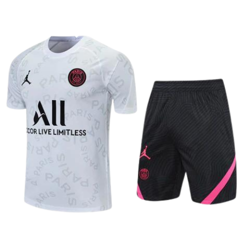 KIT MAILLOT BLANC "PARIS" + SHORT ROSE PSG X JORDAN 2021/22