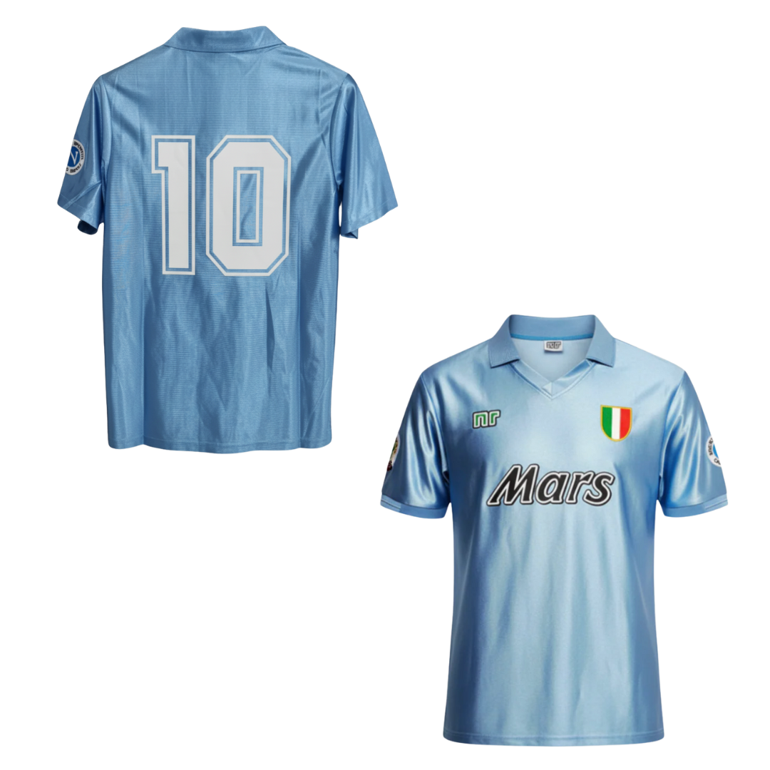 MAILLOT RÉTRO NAPOLI DOMICILE 1990-1991 + MARADONA 10