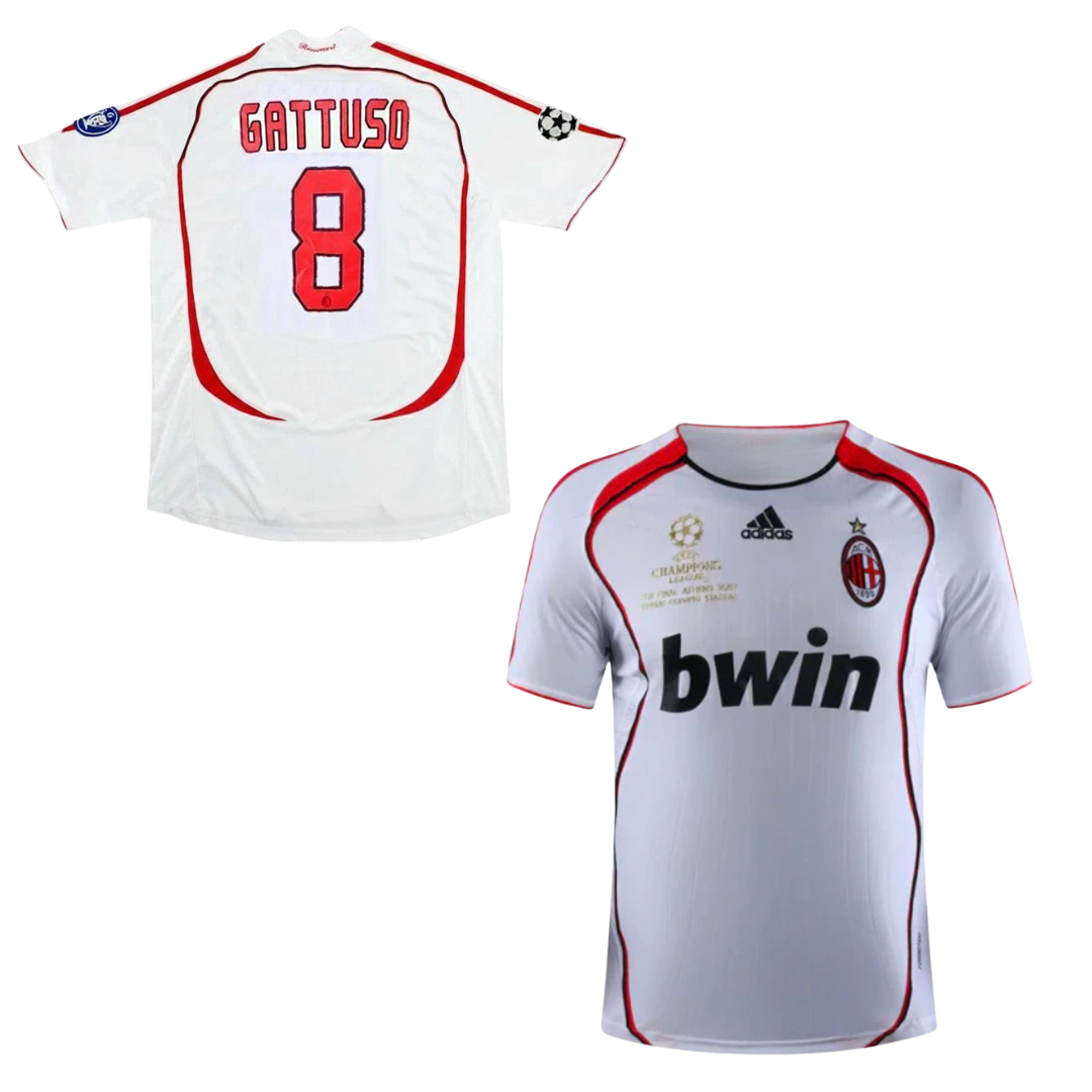 MAILLOT RÉTRO AC MILAN EXTÉRIEUR FINALE CHAMPIONS LEAGUE 2006-2007 + GATTUSO 8