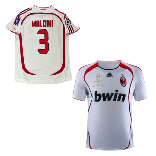 MAILLOT RÉTRO AC MILAN EXTÉRIEUR FINALE CHAMPIONS LEAGUE 2006-2007 + MALDINI 3