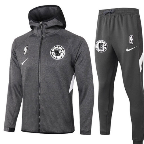 KIT VESTE ZIPPÉE À CAPUCHE + SURVÊTEMENT GRIS NBA LA CLIPPERS 2021/22