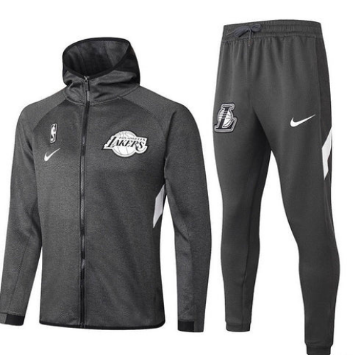 KIT VESTE ZIPPÉE À CAPUCHE + SURVÊTEMENT GRIS NBA LAKERS 2021/22