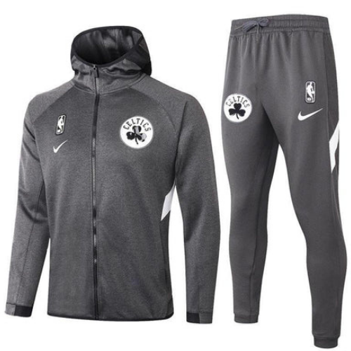 KIT VESTE ZIPPÉE À CAPUCHE + SURVÊTEMENT NBA GRIS CELTICS 2021/22