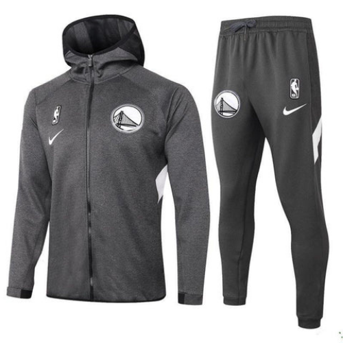KIT VESTE ZIPPÉE À CAPUCHE + SURVÊTEMENT NBA GRIS WARRIORS 2021/22