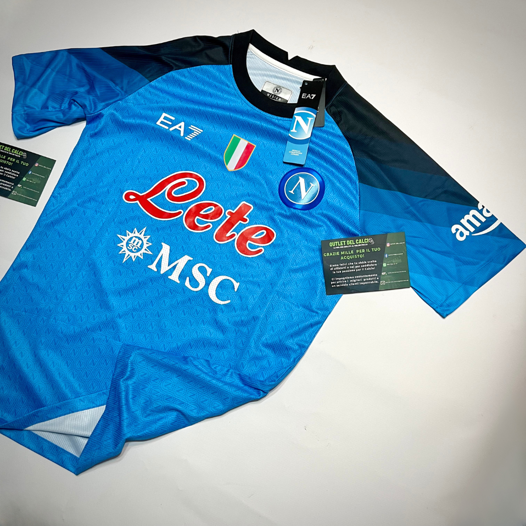 MAILLOT NAPOLI DOMICILE 2022/23 AVEC PATCH SCUDETTO, PATCH SERIE A ET PATCH UPBIT