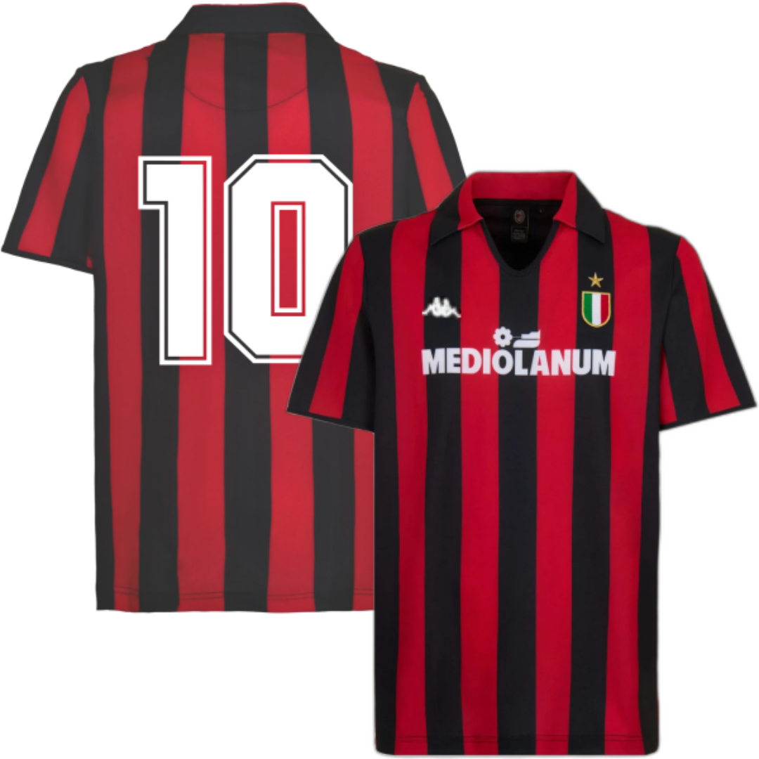 MAILLOT AC MILAN RÉTRO DOMICILE 1988-1989 + GULLIT 10