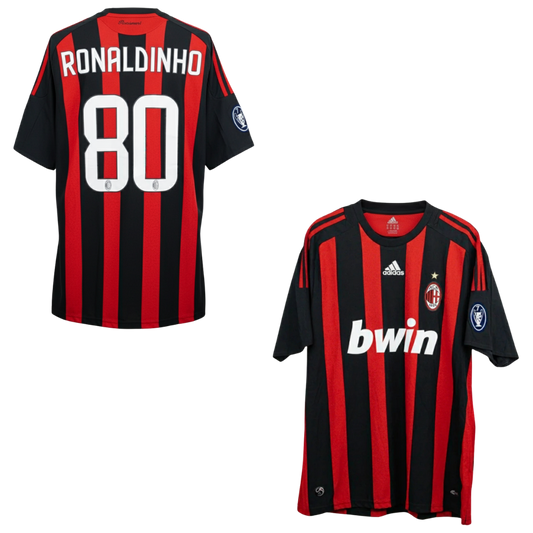 MAILLOT RÉTRO AC MILAN DOMICILE 2008-2009 + RONALDINHO 80