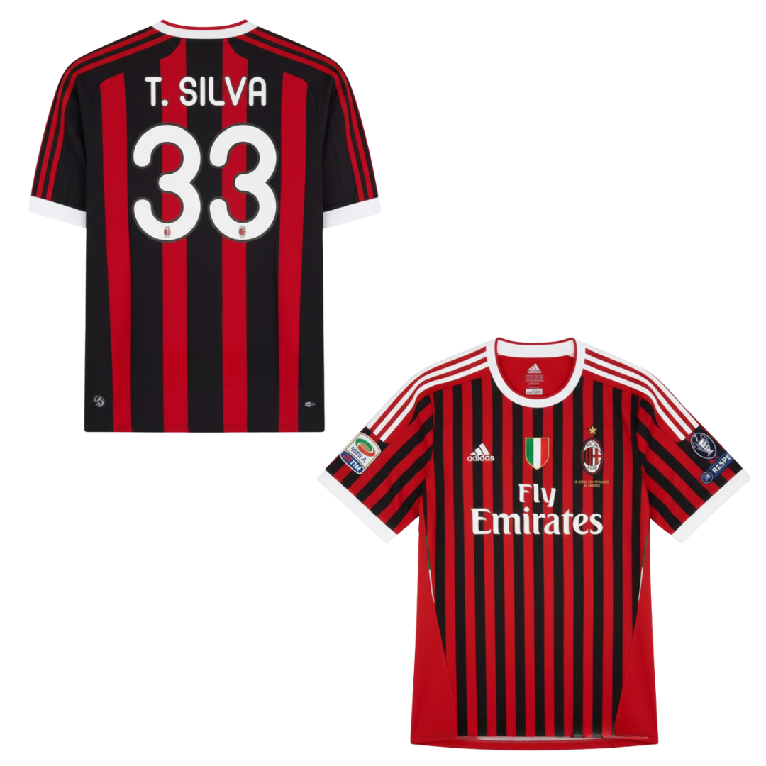 MAILLOT RÉTRO AC MILAN DOMICILE 2011-2012 + T.SILVA 33