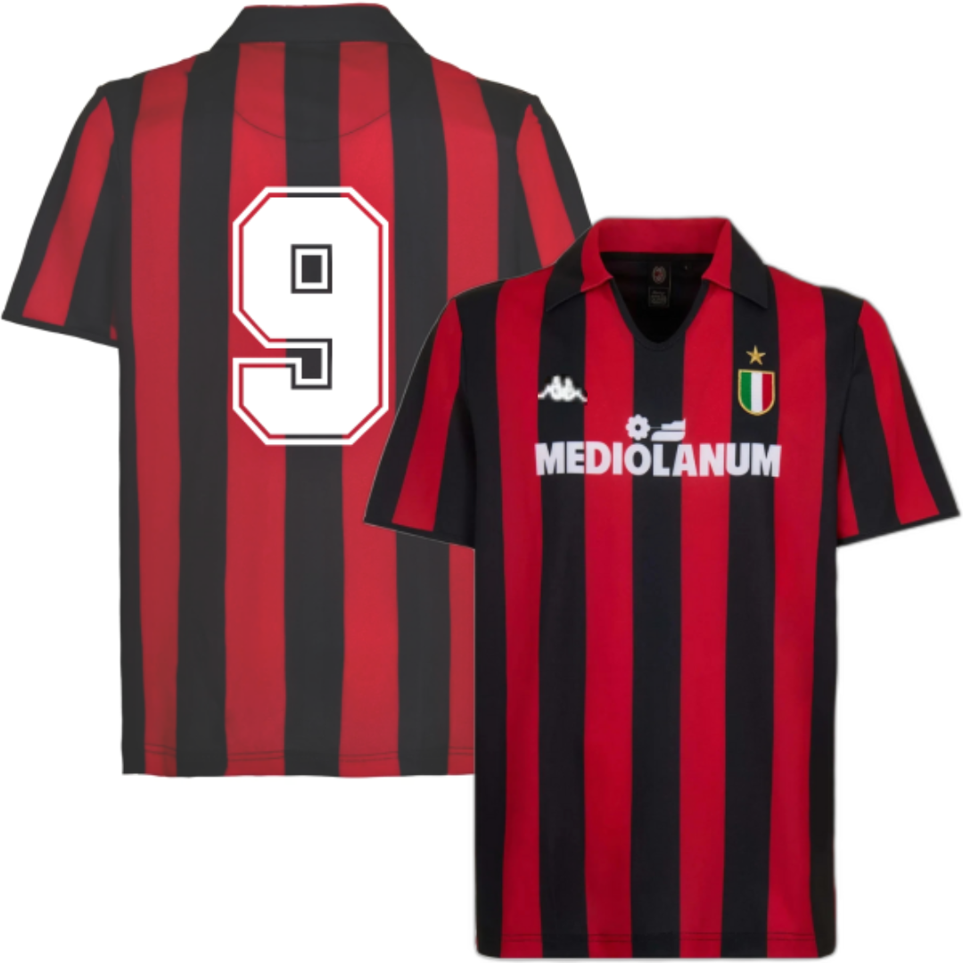 MAILLOT AC MILAN RÉTRO DOMICILE 1988-1989 + VAN BASTEN 9