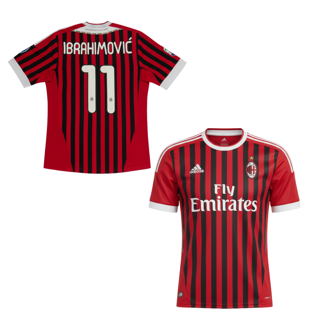 MAILLOT RÉTRO AC MILAN DOMICILE 2011-2012 + IBRAHIMOVIC 11