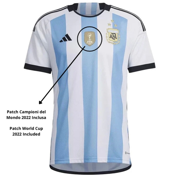 MAILLOT ARGENTINE ( 3 ÉTOILES AVEC SIGNATURE MESSI , ET PATCH NUMÉRO SPÉCIAL ) 2022/23 ( ÉQUIPES NATIONALES )